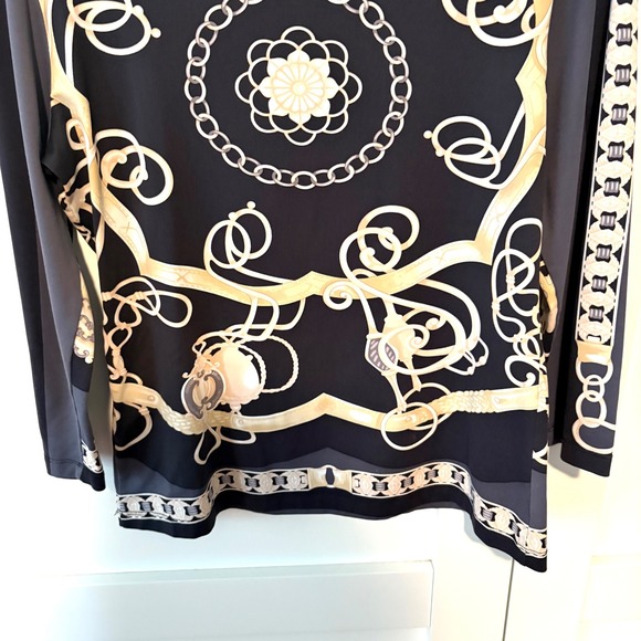J. McLaughlin Women's Black Khaki Chain Print Catalina Cloth Top in Size S‎ - Picture 9 of 11